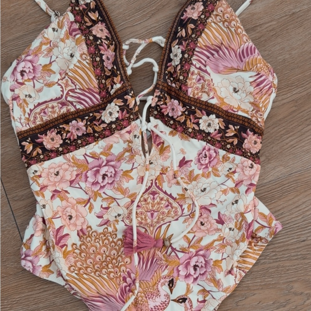 Spell & The Gypsy Collective Gypset Lace Up Floral Print Swim One Piece